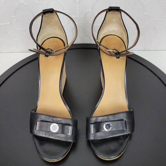 Marc by Marc Jacobs Logo Disc Womens Sandals Size 9 Black Cork Leather Wedge - Picture 10 of 16
